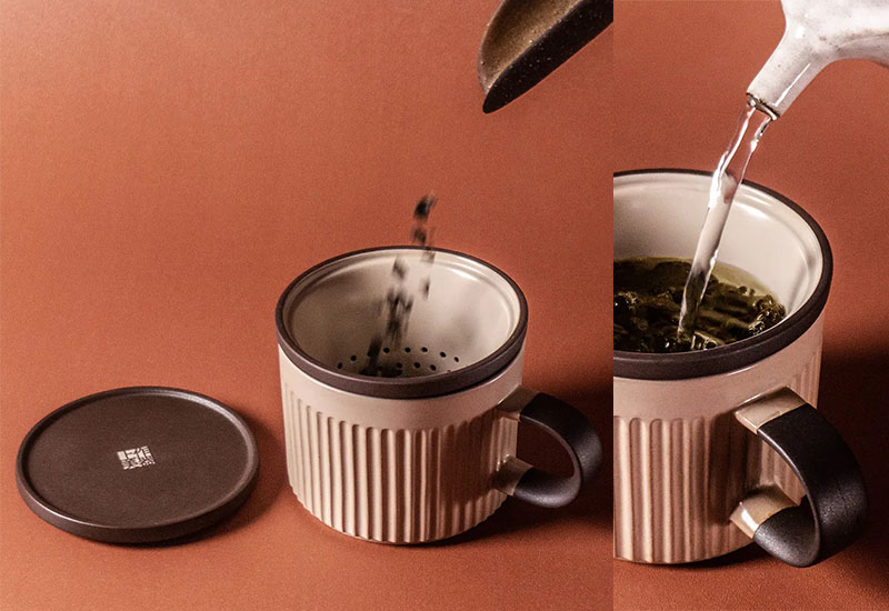 上作美器 尊爵版-直紋馬克杯250ml(米褐色)